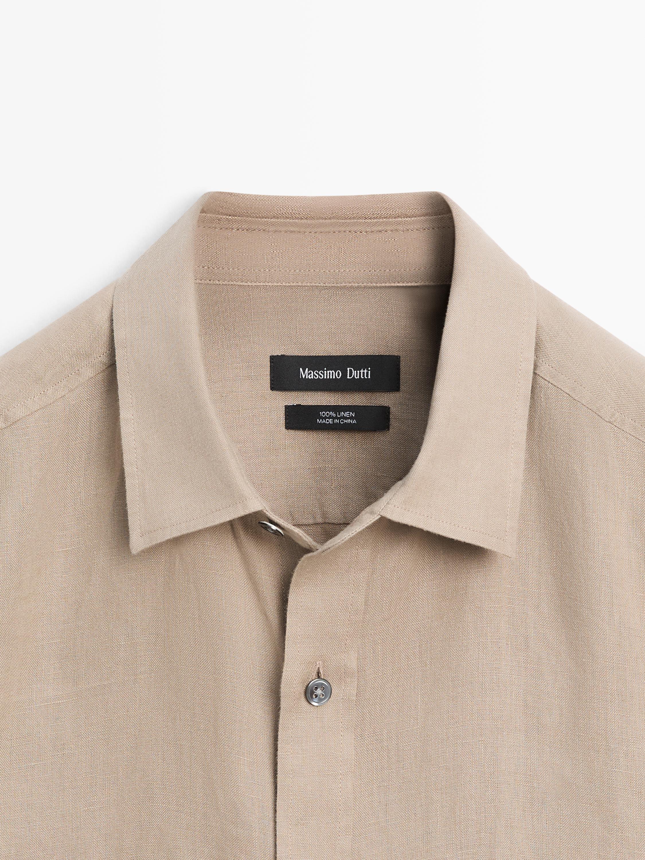 Regular fit short sleeve linen shirt